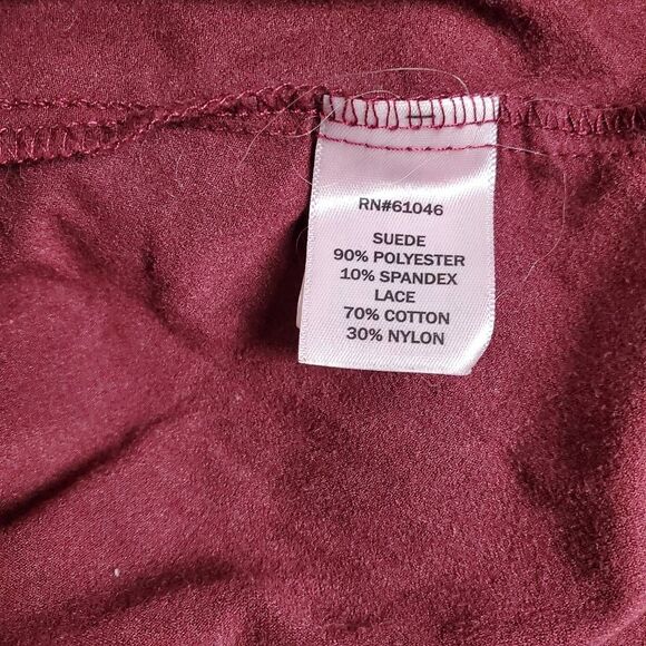 Vanity Women’s Sleeveless Vest Maroon Crochet Lace Suede Look Size M - Picture 5 of 7